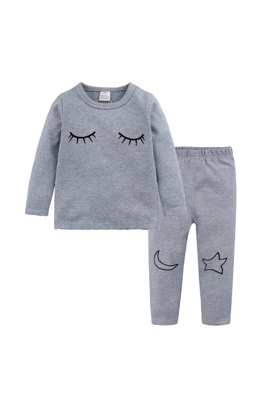 Children's Eyelash Cloud Print Brushed Children's Homewear Cotton Set