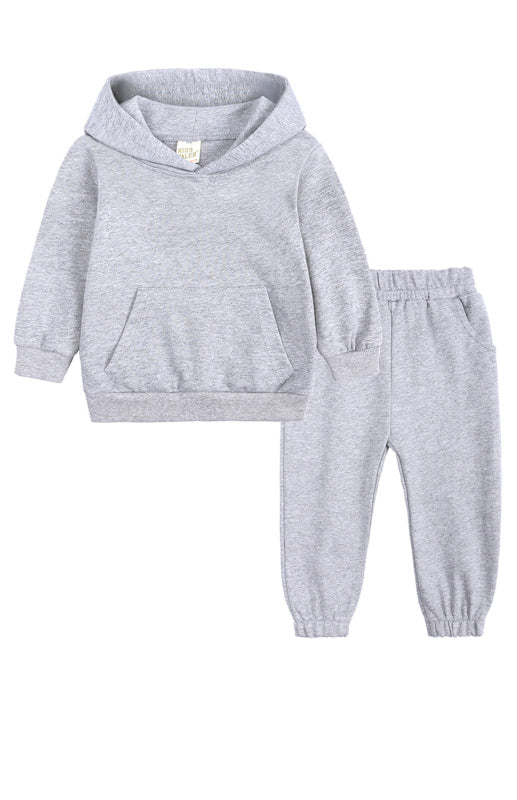 Children's Thickened Brushed Warm Long-Sleeved Trousers Hooded Sweatshirt Set