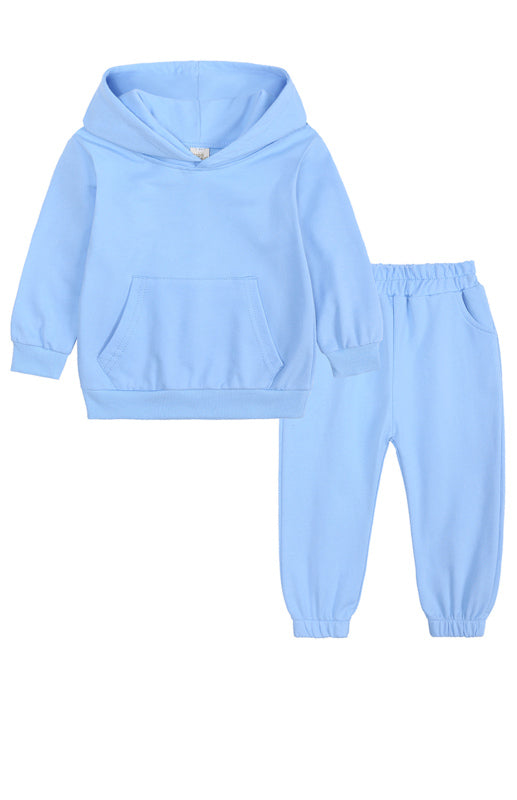 Children's Thickened Brushed Warm Long-Sleeved Trousers Hooded Sweatshirt Set