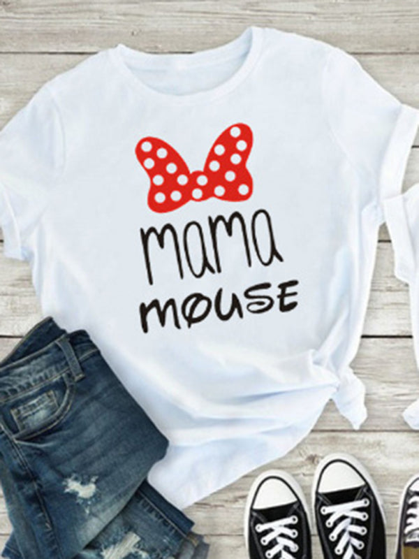 New Mama and Mini Family printed short-sleeved T-shirt (mom style)