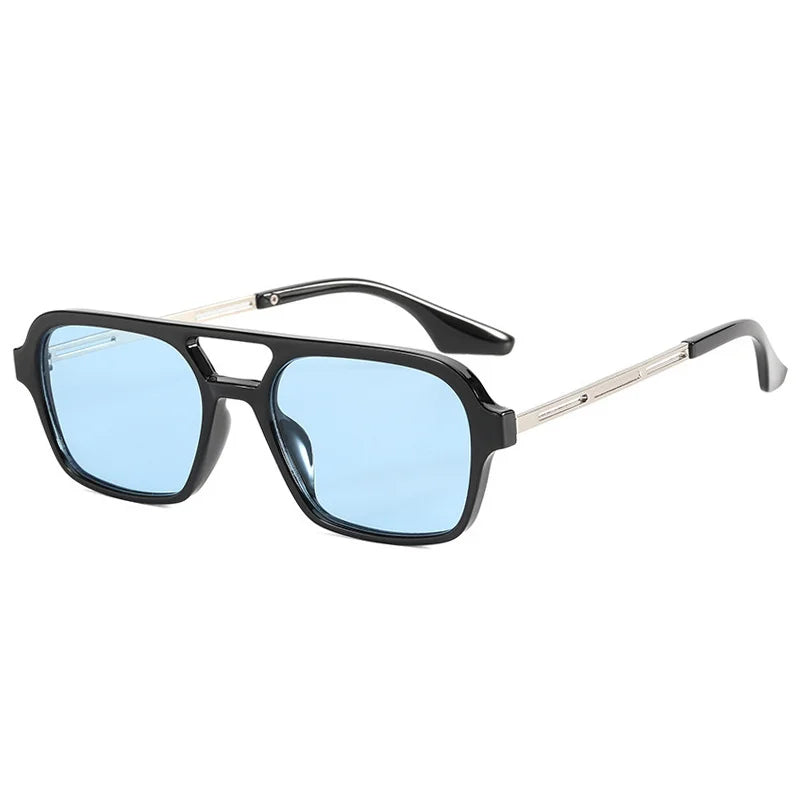 Small Frame Square Sunglasses Woman Brand Designer Fashion Luxury Sun Glasses Female Vintage Hollow Leopard Blue Oculos De Sol